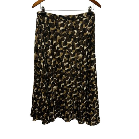 Coldwater Creek Women Maxi Skirt PL Brown Abstract Leopard Flowy Boho Whimsigoth - Picture 3 of 8